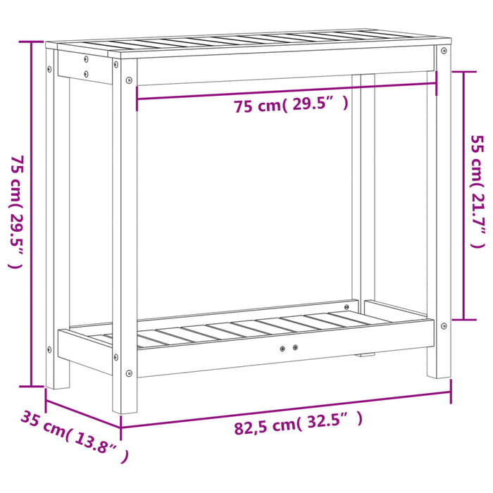 Masă de plantare cu poliță 82,5x35x75 cm lemn impregnat de pin WALTI
