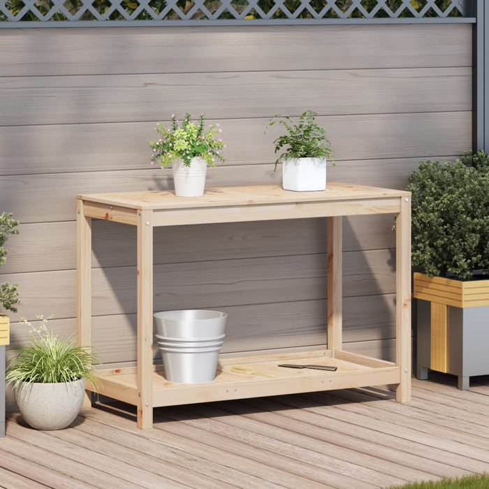 Masă de plantare cu poliță, 108x50x75 cm, lemn masiv de pin - WALTI WALTI