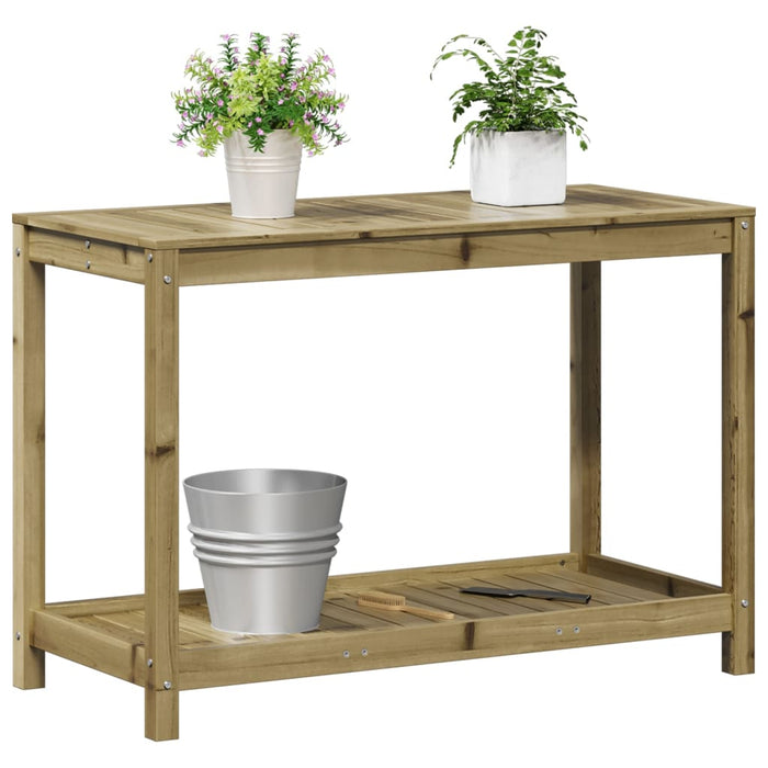 Masă de plantare cu raft, 108x50x75 cm, lemn de pin tratat WALTI
