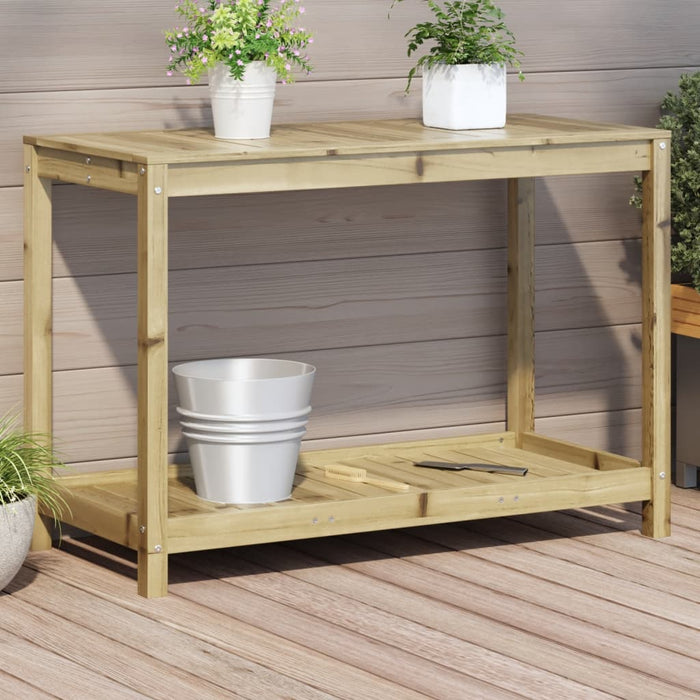 Masă de plantare cu raft, 108x50x75 cm, lemn de pin tratat WALTI