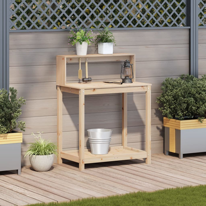 Masă de plantare cu rafturi, 82,5x50x109,5 cm, lemn masiv pin WALTI