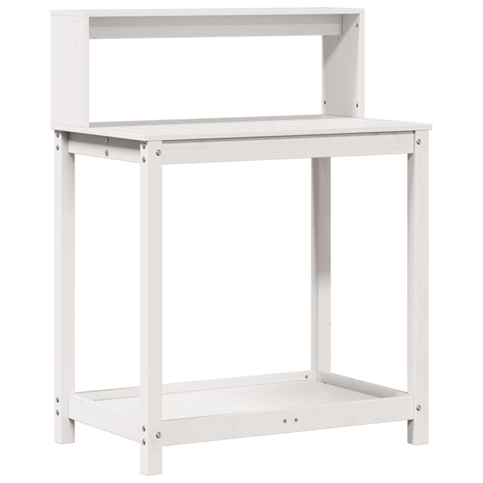 Masă de plantare cu rafturi alb 82,5x50x109,5 cm lemn masiv pin - WALTI WALTI