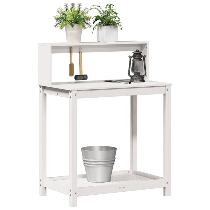 Masă de plantare cu rafturi alb 82,5x50x109,5 cm lemn masiv pin - WALTI WALTI