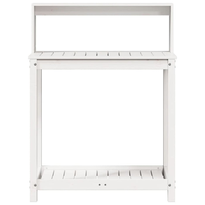 Masă de plantare cu rafturi alb 82,5x50x109,5 cm lemn masiv pin - WALTI WALTI