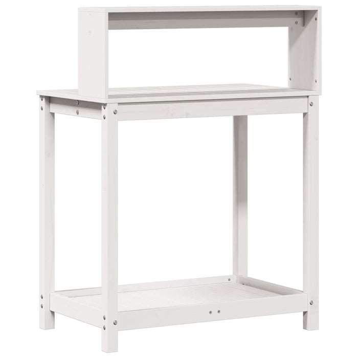 Masă de plantare cu rafturi alb 82,5x50x109,5 cm lemn masiv pin - WALTI WALTI