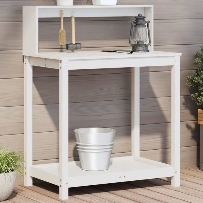 Masă de plantare cu rafturi alb 82,5x50x109,5 cm lemn masiv pin - WALTI WALTI