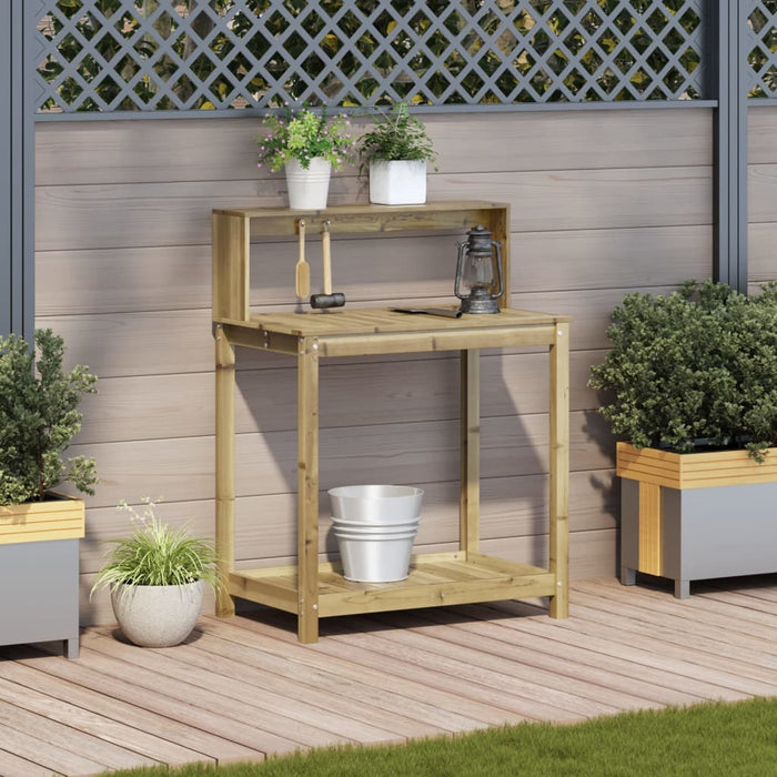 Masă de plantare cu rafturi, 82,5x50x109,5 cm, lemn pin tratat WALTI