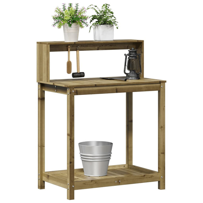 Masă de plantare cu rafturi, 82,5x50x109,5 cm, lemn pin tratat WALTI