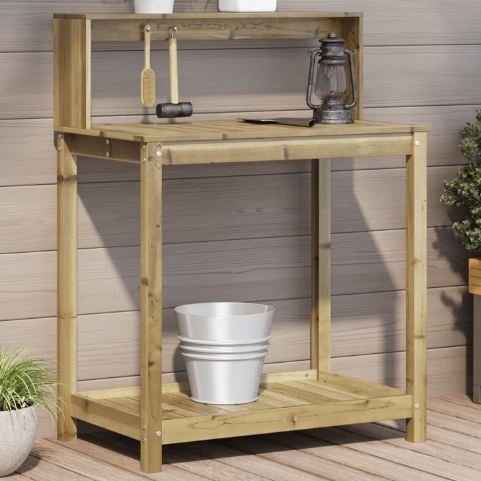 Masă de plantare cu rafturi, 82,5x50x109,5 cm, lemn pin tratat WALTI