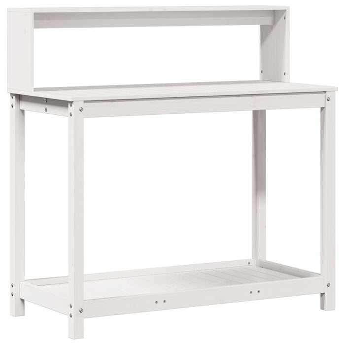Masă de plantare cu rafturi alb 108x50x109,5 cm lemn masiv pin WALTI