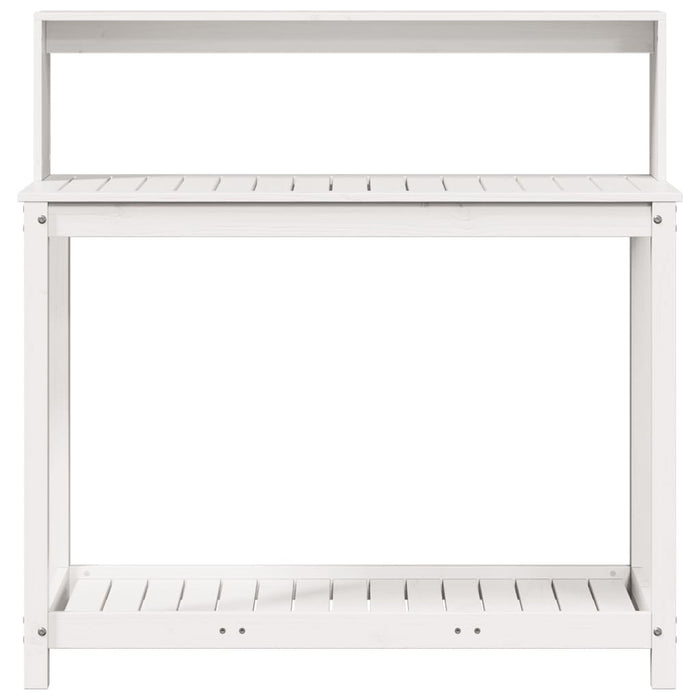 Masă de plantare cu rafturi alb 108x50x109,5 cm lemn masiv pin WALTI