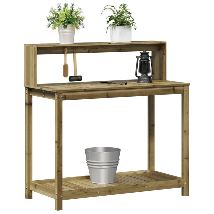 Masă de plantare cu rafturi, 108x50x109,5 cm, lemn pin tratat WALTI