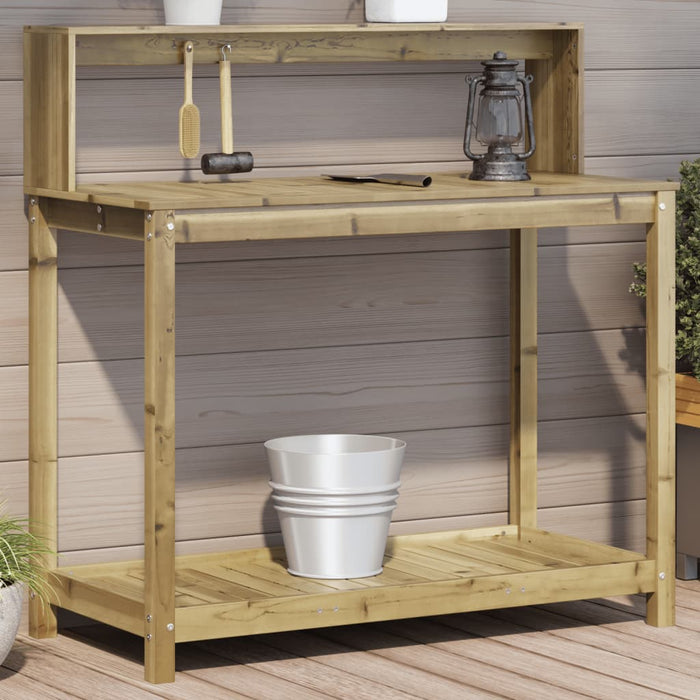Masă de plantare cu rafturi, 108x50x109,5 cm, lemn pin tratat WALTI