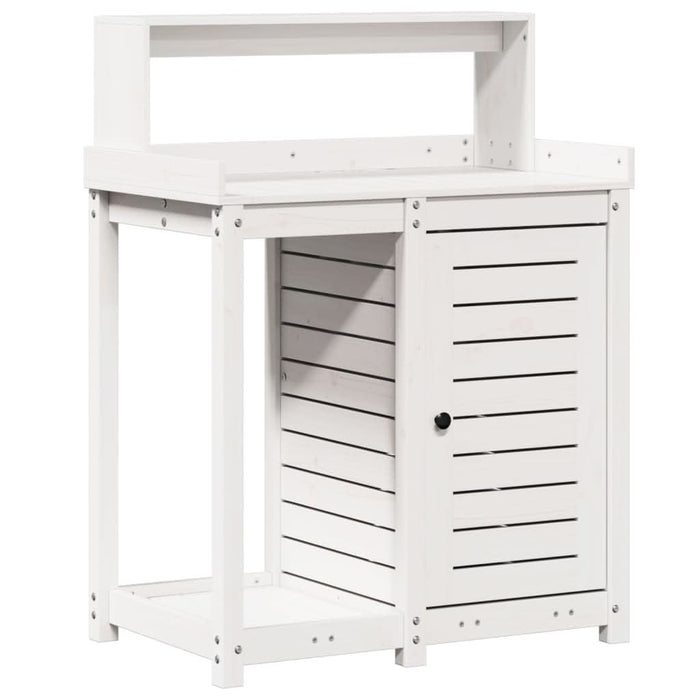Masă de plantare cu rafturi alb 82,5x50x109,5 cm lemn masiv pin - WALTI WALTI
