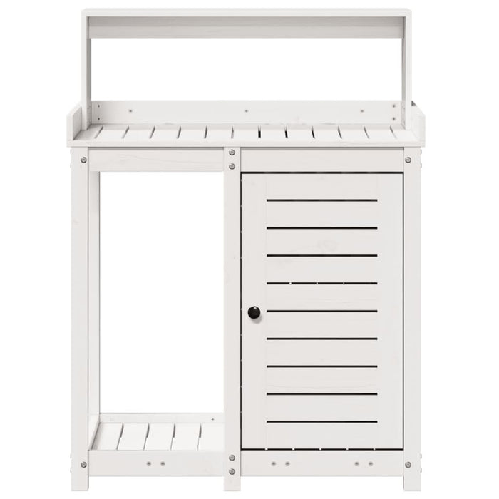 Masă de plantare cu rafturi alb 82,5x50x109,5 cm lemn masiv pin - WALTI WALTI