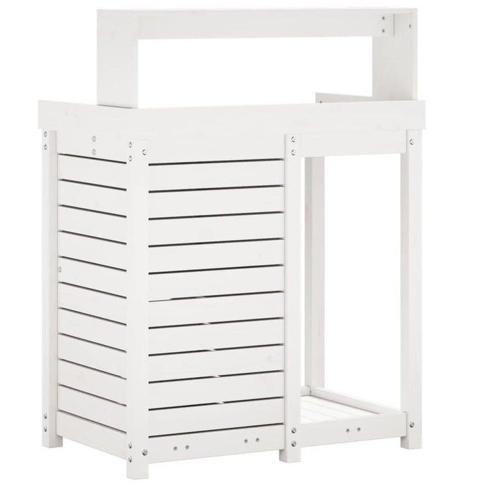 Masă de plantare cu rafturi alb 82,5x50x109,5 cm lemn masiv pin - WALTI WALTI