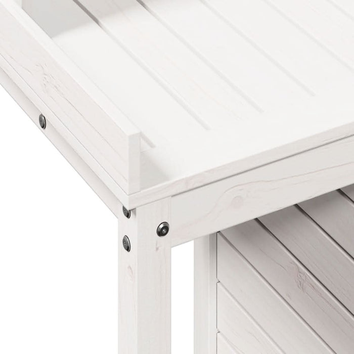 Masă de plantare cu rafturi alb 82,5x50x109,5 cm lemn masiv pin - WALTI WALTI