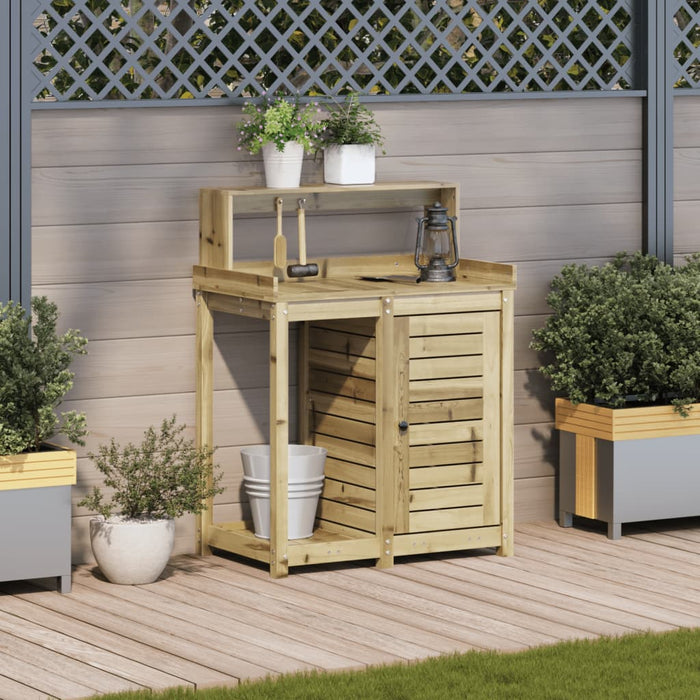 Masă de plantare cu rafturi, 82,5x50x109,5 cm, lemn pin tratat WALTI