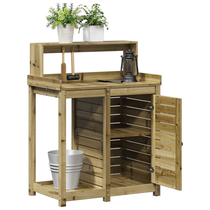 Masă de plantare cu rafturi, 82,5x50x109,5 cm, lemn pin tratat WALTI