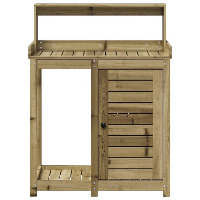 Masă de plantare cu rafturi, 82,5x50x109,5 cm, lemn pin tratat WALTI