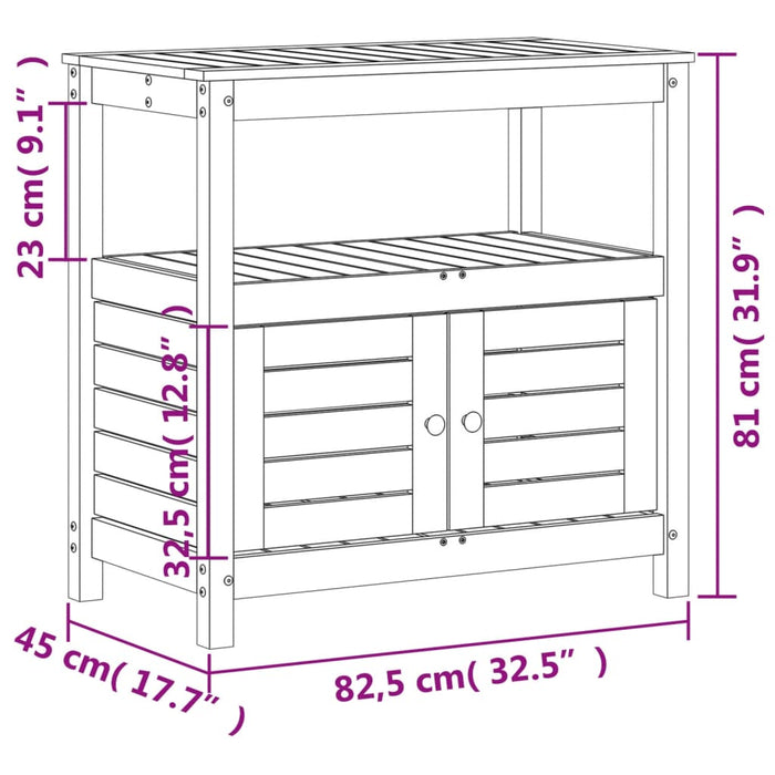 Masă de plantare cu rafturi 82,5x45x81 cm lemn masiv douglas WALTI