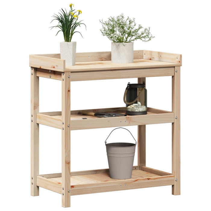 Masă de plantare cu rafturi, 82,5x45x86,5 cm, lemn masiv pin WALTI