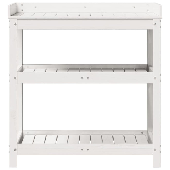 Masă de plantare cu rafturi alb 82,5x45x86,5 cm lemn masiv pin WALTI