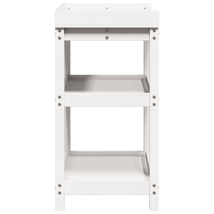 Masă de plantare cu rafturi alb 82,5x45x86,5 cm lemn masiv pin WALTI
