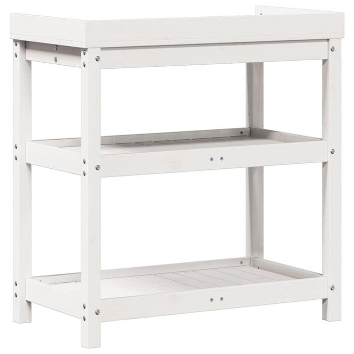 Masă de plantare cu rafturi alb 82,5x45x86,5 cm lemn masiv pin WALTI