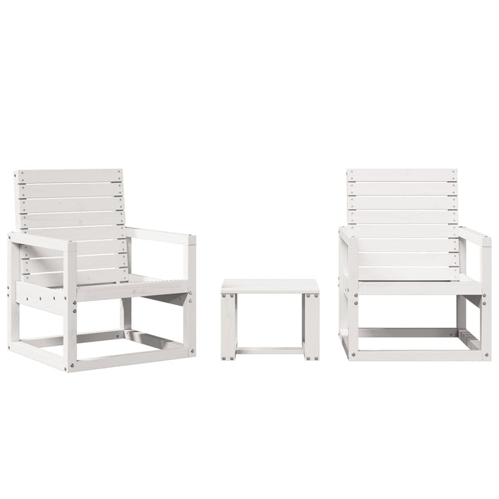Set mobilier de grădină, 3 piese, alb, lemn masiv de pin - WALTI WALTI