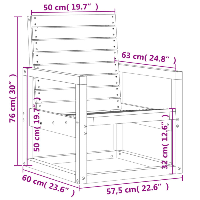 Set mobilier de grădină, 3 piese, alb, lemn masiv de pin - WALTI WALTI
