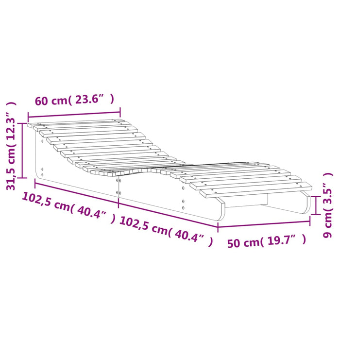 Șezlong, alb, 205x60x31,5 cm, lemn masiv de pin WALTI