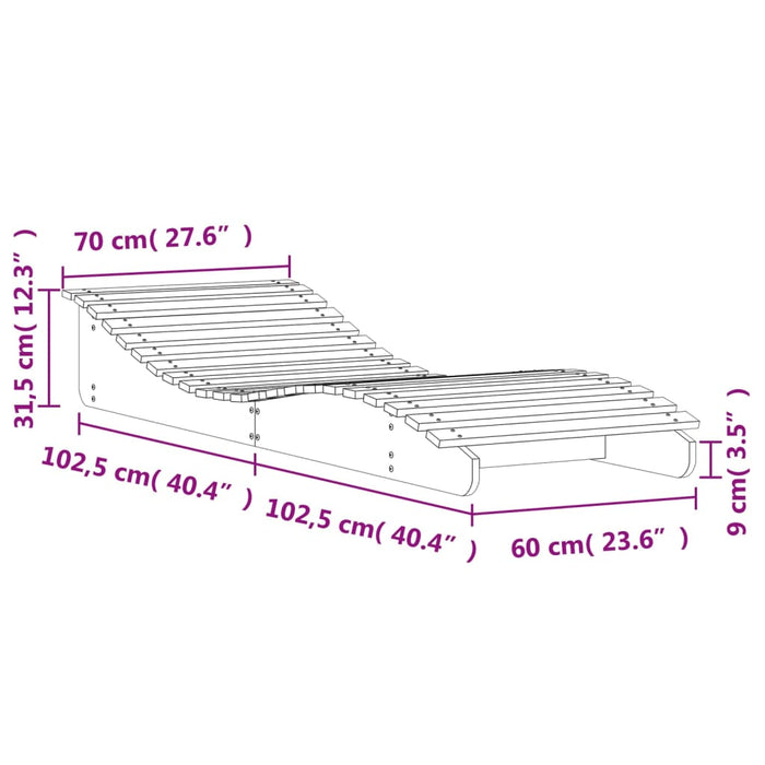 Șezlong, alb, 205x70x31,5 cm, lemn masiv de pin - WALTI WALTI