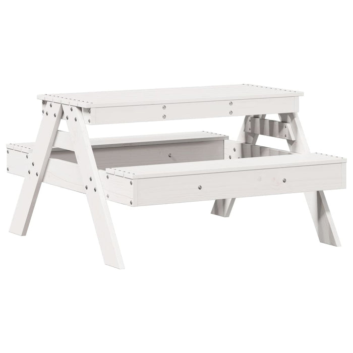 Masă de picnic pentru copii, alb, 88x97x52 cm, lemn masiv pin - WALTI WALTI