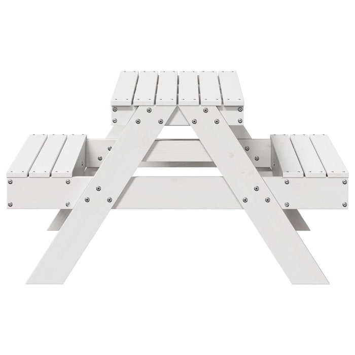 Masă de picnic pentru copii, alb, 88x97x52 cm, lemn masiv pin - WALTI WALTI