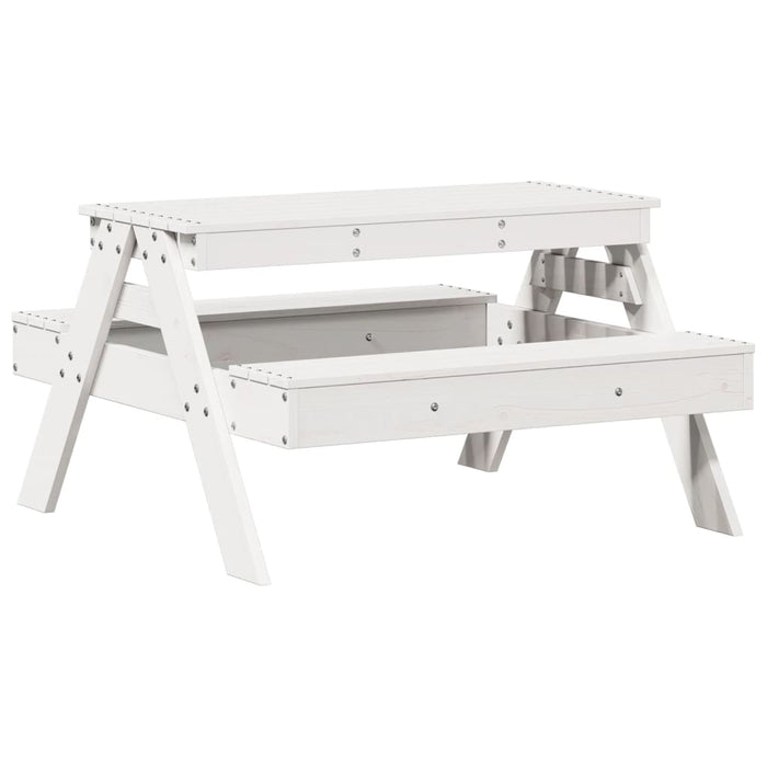 Masă de picnic pentru copii, alb, 88x97x52 cm, lemn masiv pin - WALTI WALTI