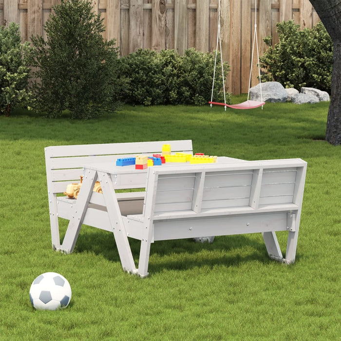 Masă de picnic pentru copii alb 88x122x58 cm, lemn masiv de pin - WALTI WALTI