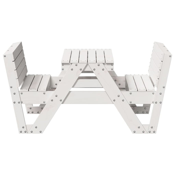 Masă de picnic pentru copii alb 88x122x58 cm, lemn masiv de pin - WALTI WALTI