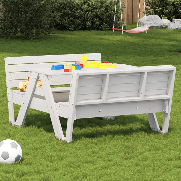 Masă de picnic pentru copii alb 88x122x58 cm, lemn masiv de pin - WALTI WALTI