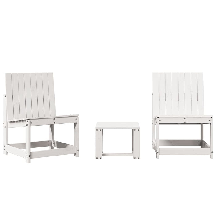 Set mobilier de grădină, 3 piese, alb, lemn masiv de pin - WALTI WALTI