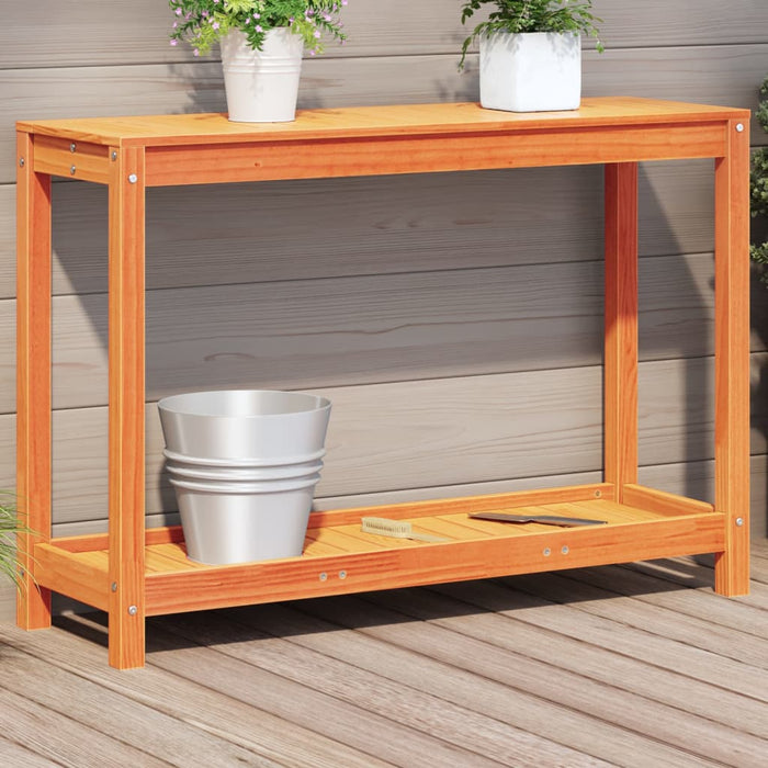 Masă plantare cu raft maro ceruit 108x35x75 cm lemn masiv pin WALTI