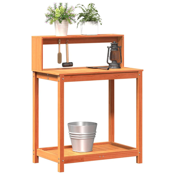 Masă plantare cu rafturi maro 82,5x50x109,5 cm lemn masiv pin WALTI
