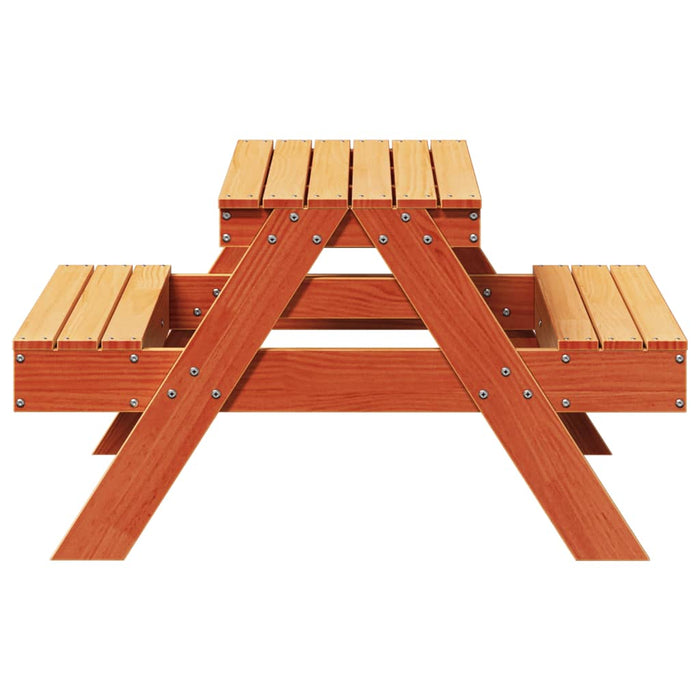 Masă de picnic pentru copii, maro, 88x97x52 cm, lemn masiv pin - WALTI WALTI