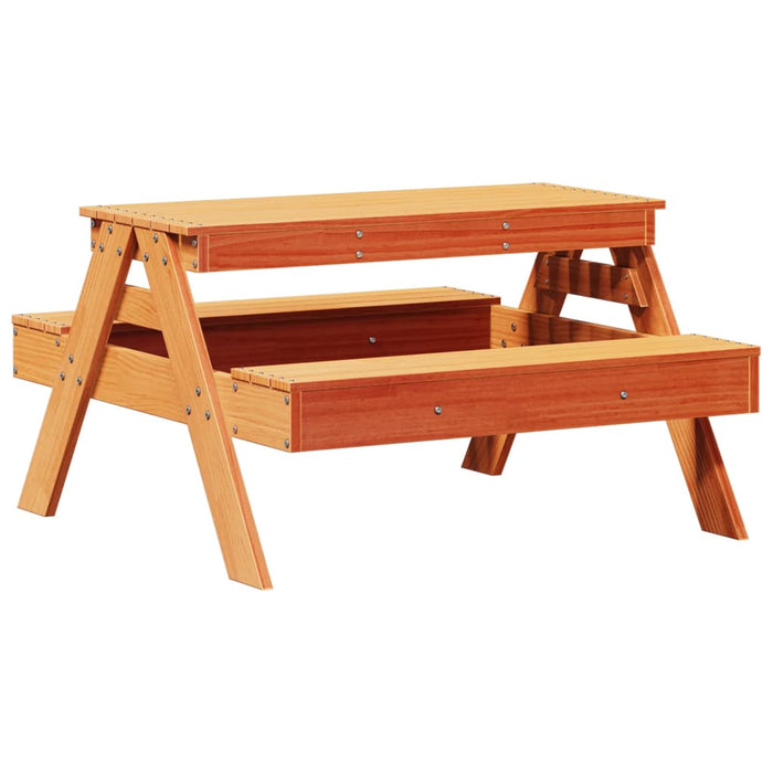 Masă de picnic pentru copii, maro, 88x97x52 cm, lemn masiv pin - WALTI WALTI