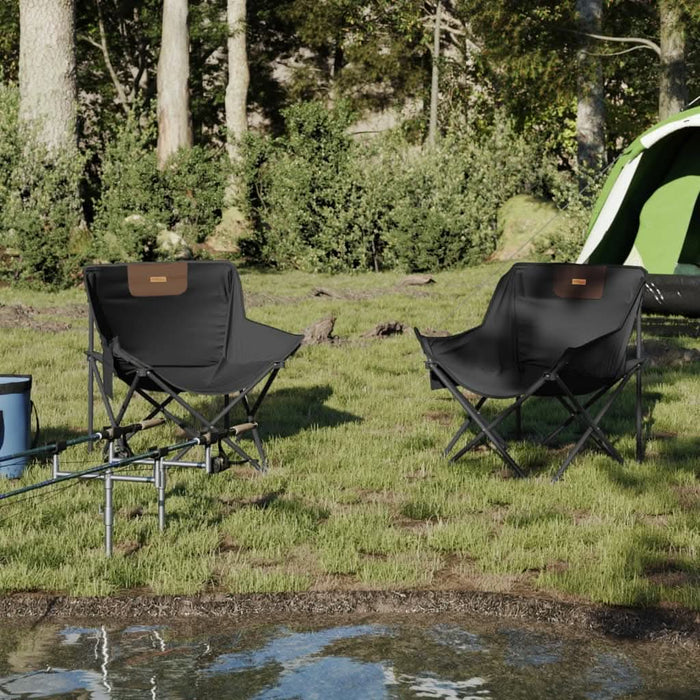 Scaune de camping cu buzunar, pliabile, 2 buc., negru - WALTI WALTI