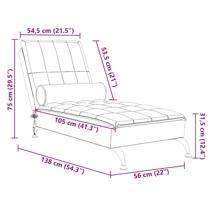 Șezlong de masaj cu sprijin, gri închis, material textil - WALTI WALTI