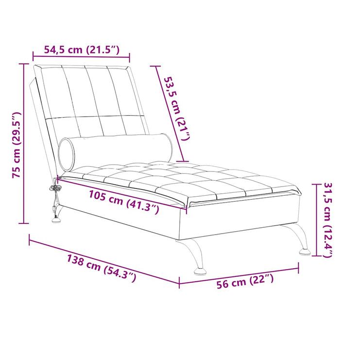 Șezlong de masaj cu sprijin, negru, material textil - WALTI WALTI