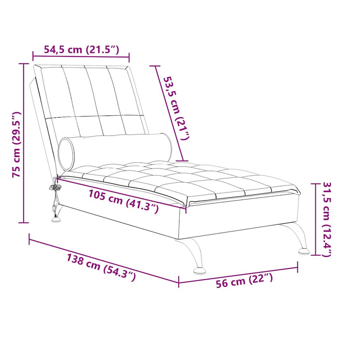 Șezlong de masaj cu sprijin, maro, material textil WALTI