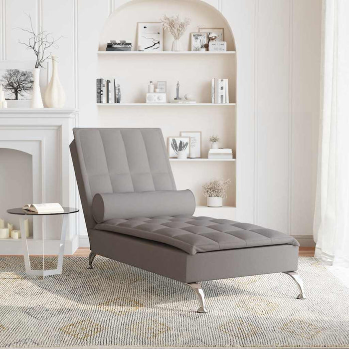 Șezlong de masaj cu sprijin, gri taupe, material textil - WALTI WALTI