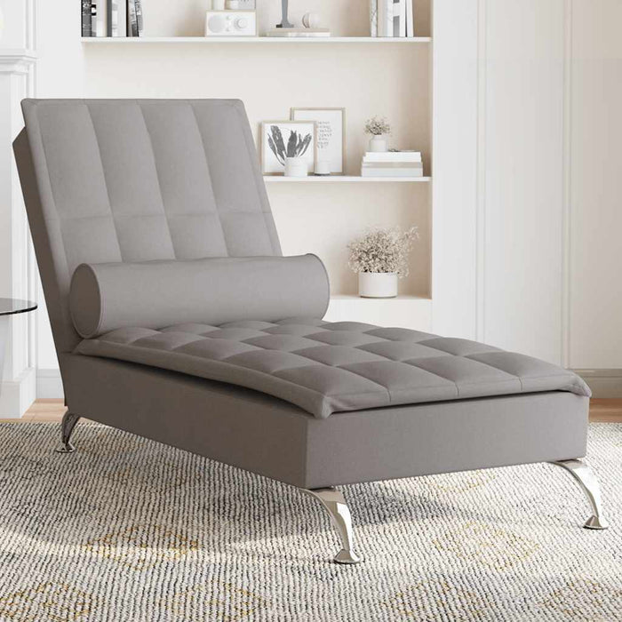 Șezlong de masaj cu sprijin, gri taupe, material textil - WALTI WALTI